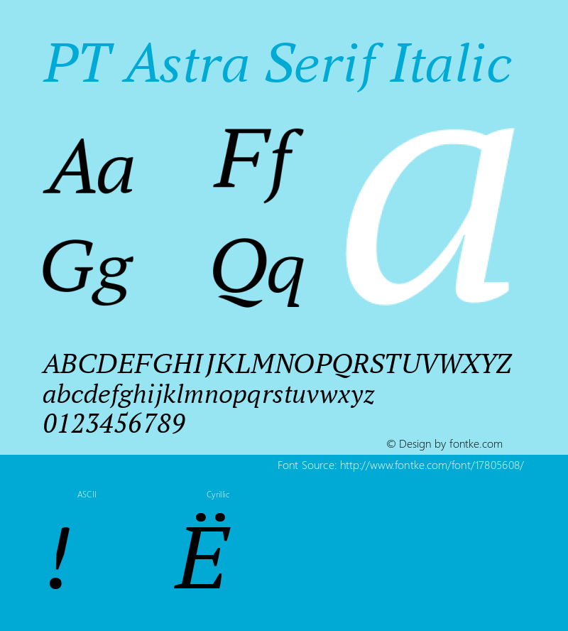 PT Astra Serif Italic Version 1.001; ttfautohint (v1.4.1) Font Sample