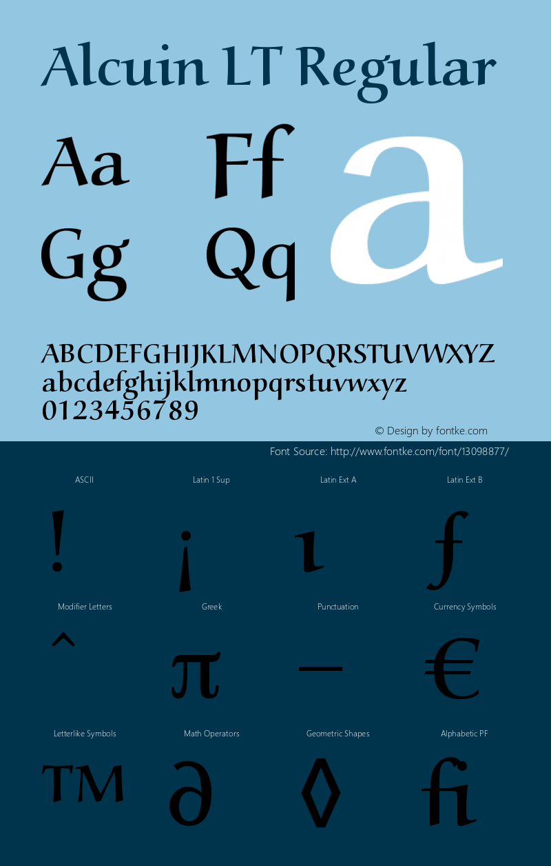 Alcuin LT Regular Version 001.000 Font Sample