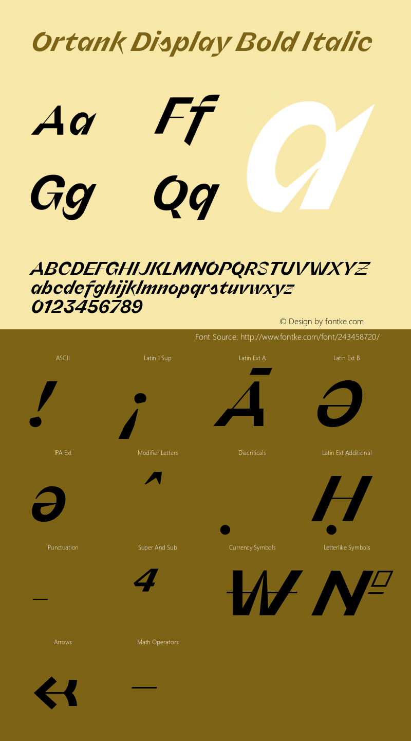 Ortank Display Bold Italic Version 1.000 | web-ttf图片样张