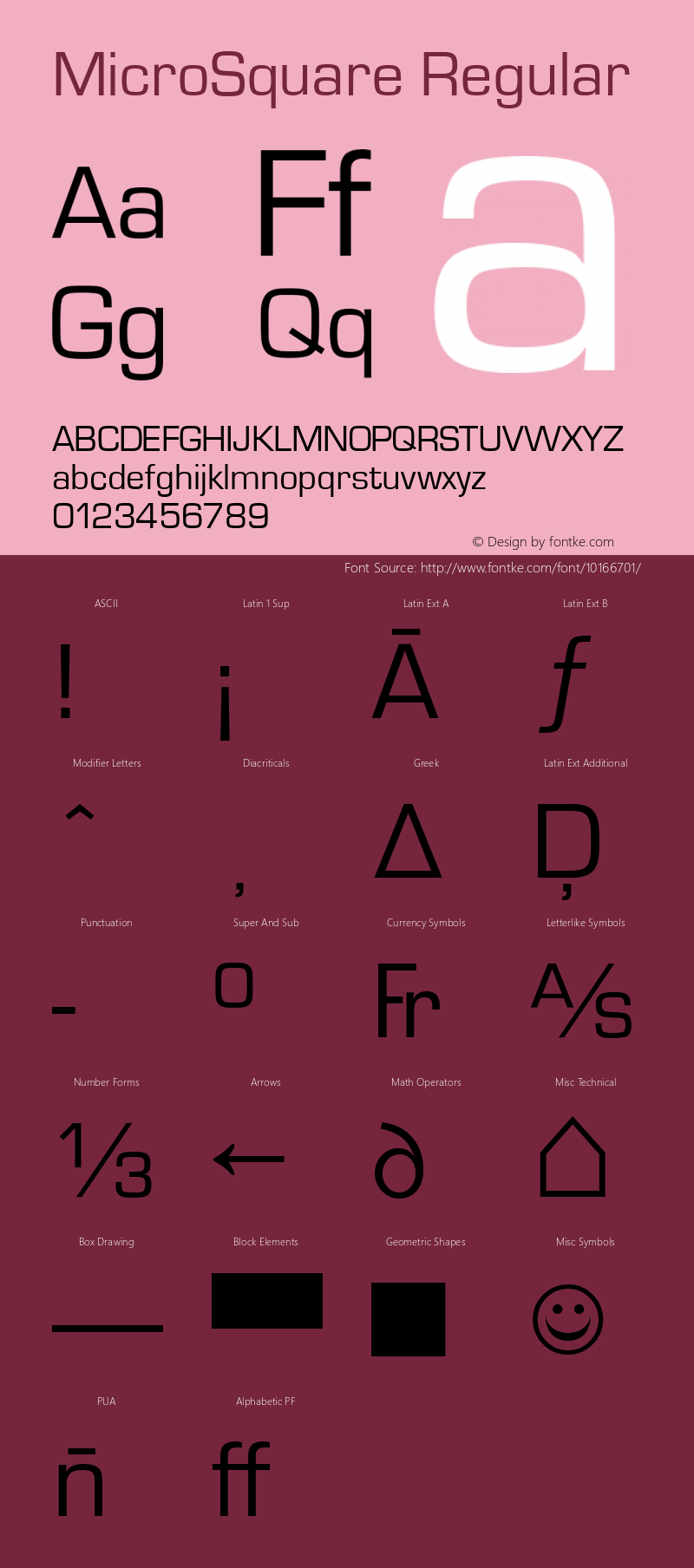 MicroSquare Regular Version 1.0 08-10-2002 Font Sample