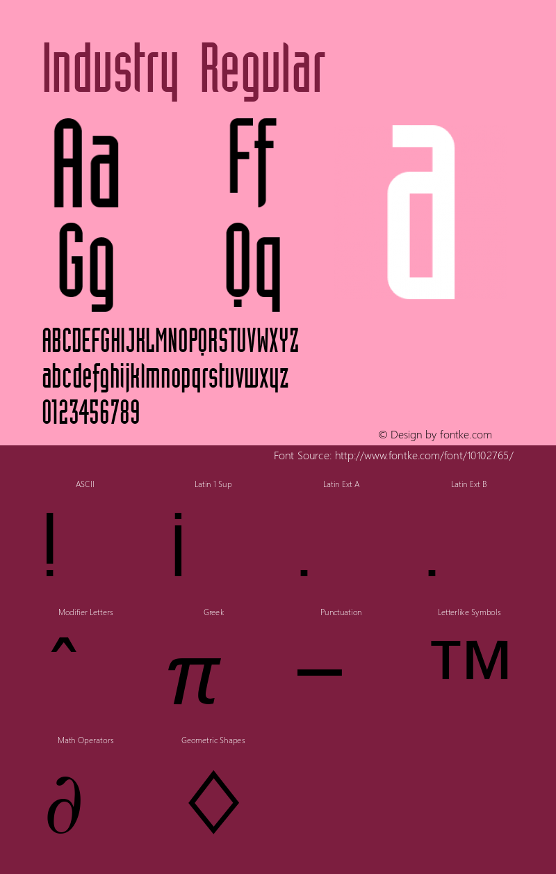 Industry Regular Font Version 2.6; Converter Version 1.10 Font Sample