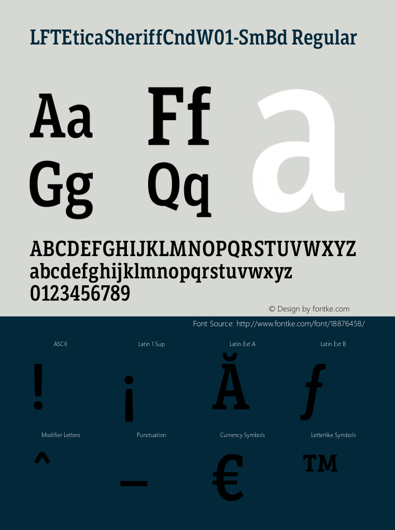 LFTEticaSheriffCndW01-SmBd Regular Version 1.20 Font Sample