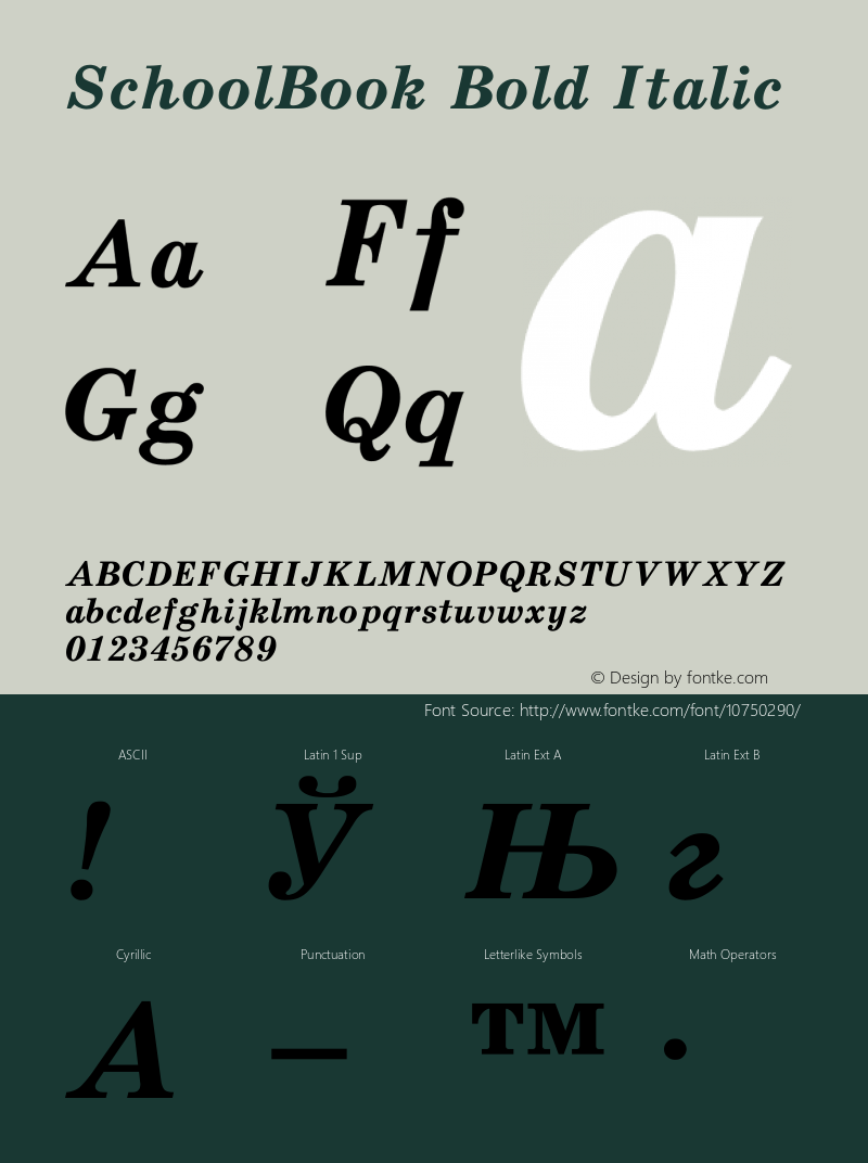 SchoolBook Bold Italic Converted from c:\windows\system\SCB76___.BF1 by ALLTYPE Font Sample