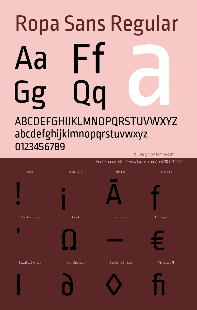 Ropa Sans Regular Version 1.003;PS 001.003;hotconv 1.0.70;makeotf.lib2.5.58329 Font Sample