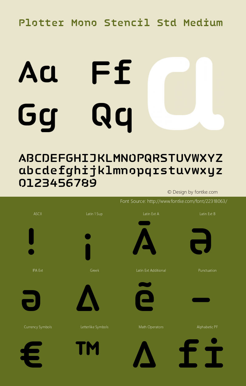 dd147126c8faa1ca - subset of Plott Mono Stencil Std Med Version 1.000 Font Sample