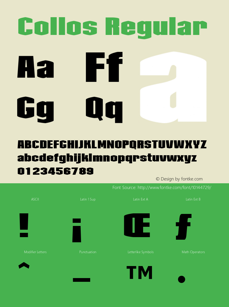 Collos Regular Version 001.000 Font Sample