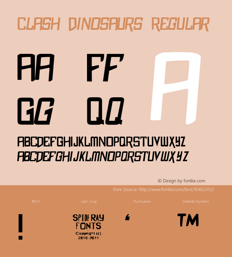 Clash Dinosaurs Regular Version 3.004 Font Sample