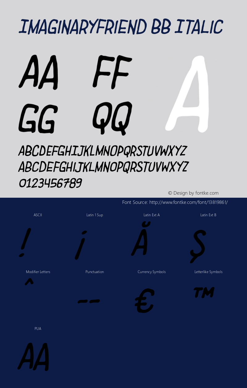 ImaginaryFriend BB Italic Version 1.000 Font Sample