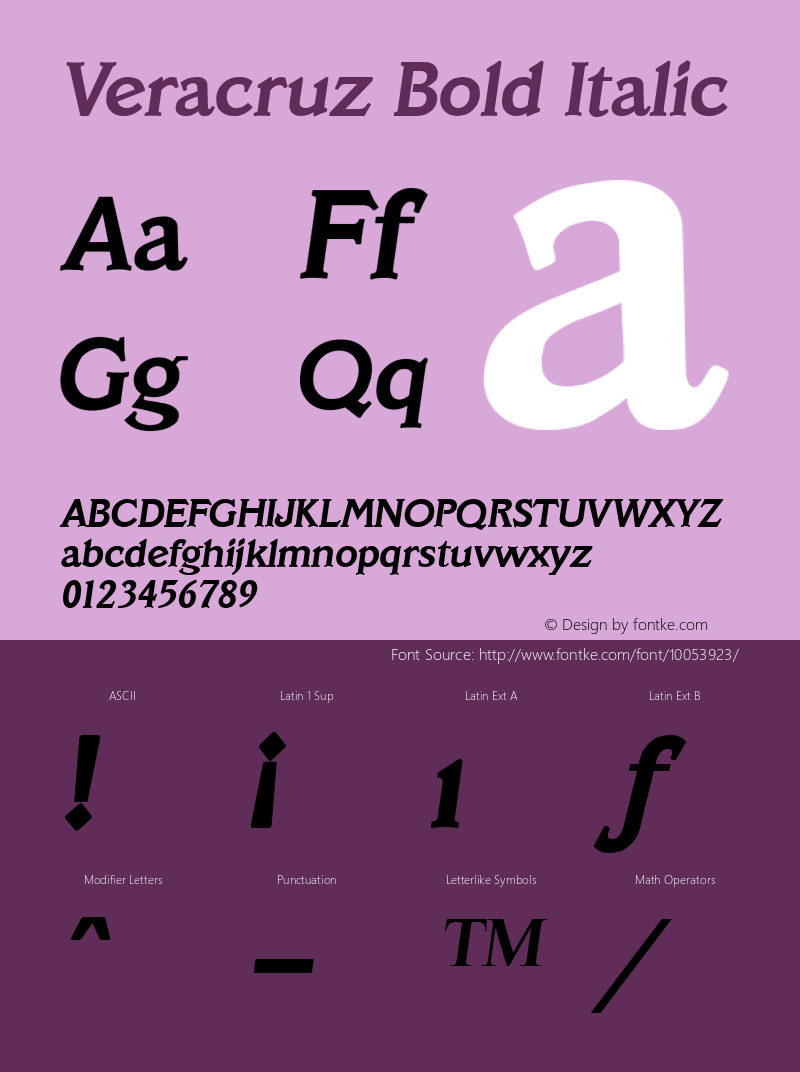 Veracruz Bold Italic Altsys Fontographer 3.5  31.01.1994 Font Sample