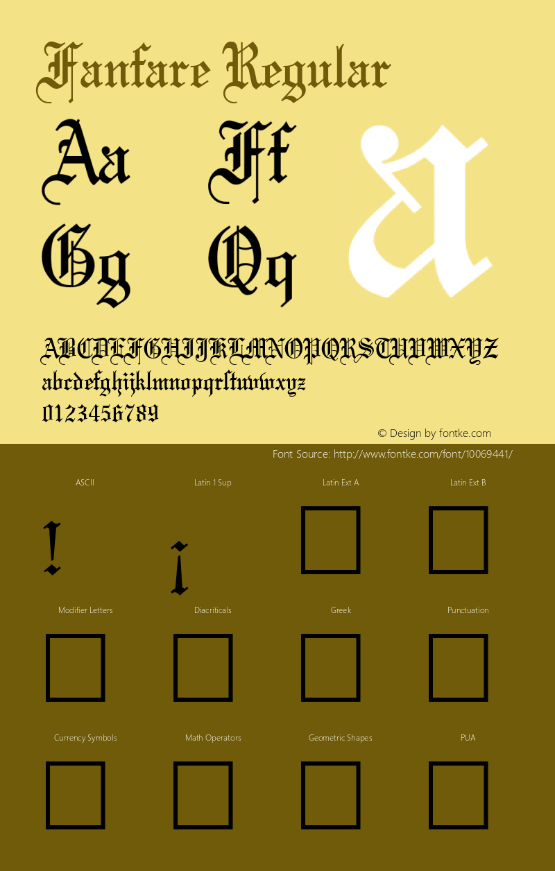 Fanfare Regular Brendel            :25.08.1995 Font Sample