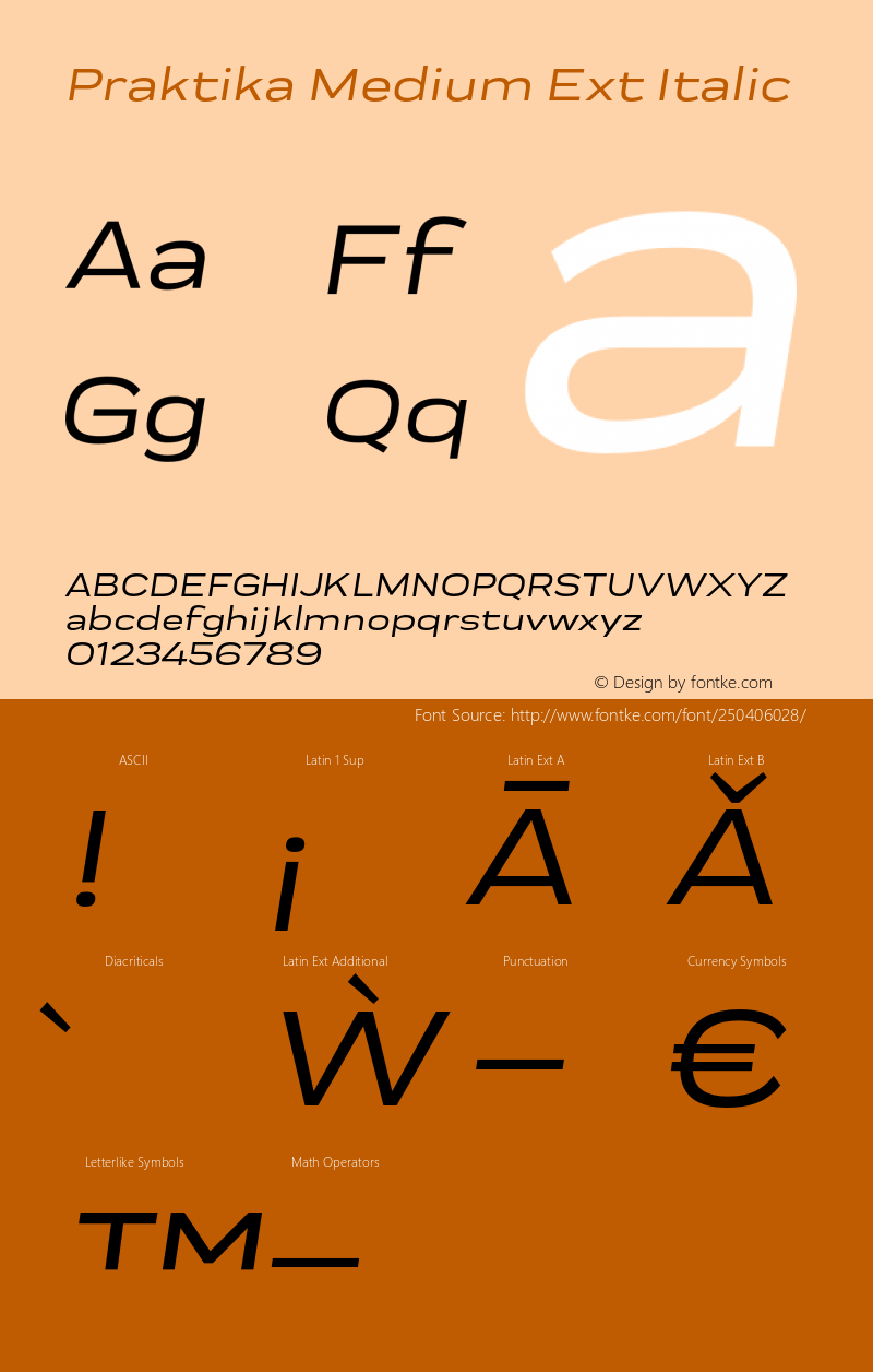 Praktika Medium Ext Italic Version 1.000;PS 001.000;hotconv 1.0.88;makeotf.lib2.5.64775图片样张