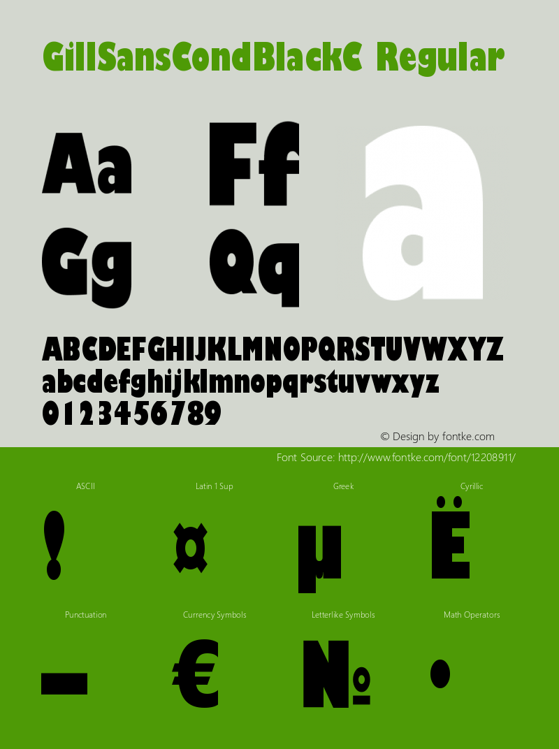 GillSansCondBlackC Regular OTF 1.0;PS 001.001;Core 116;AOCW 1.0 161 Font Sample