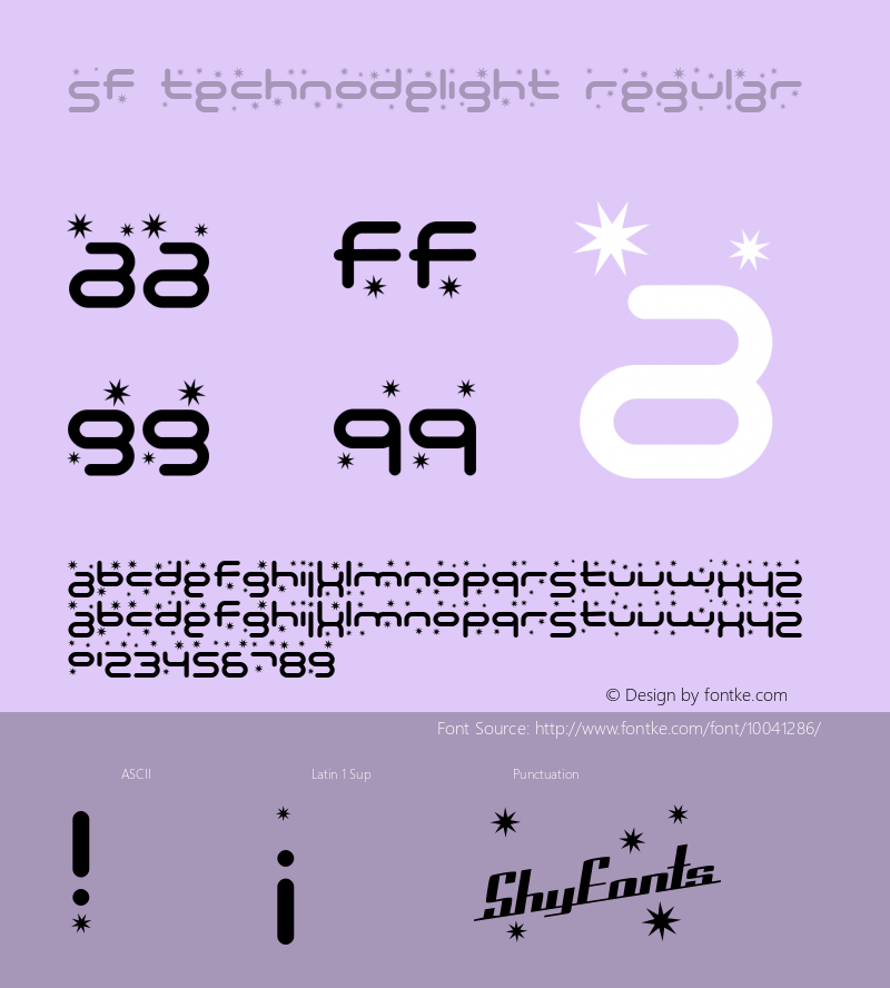 SF Technodelight Regular 1.0 Font Sample