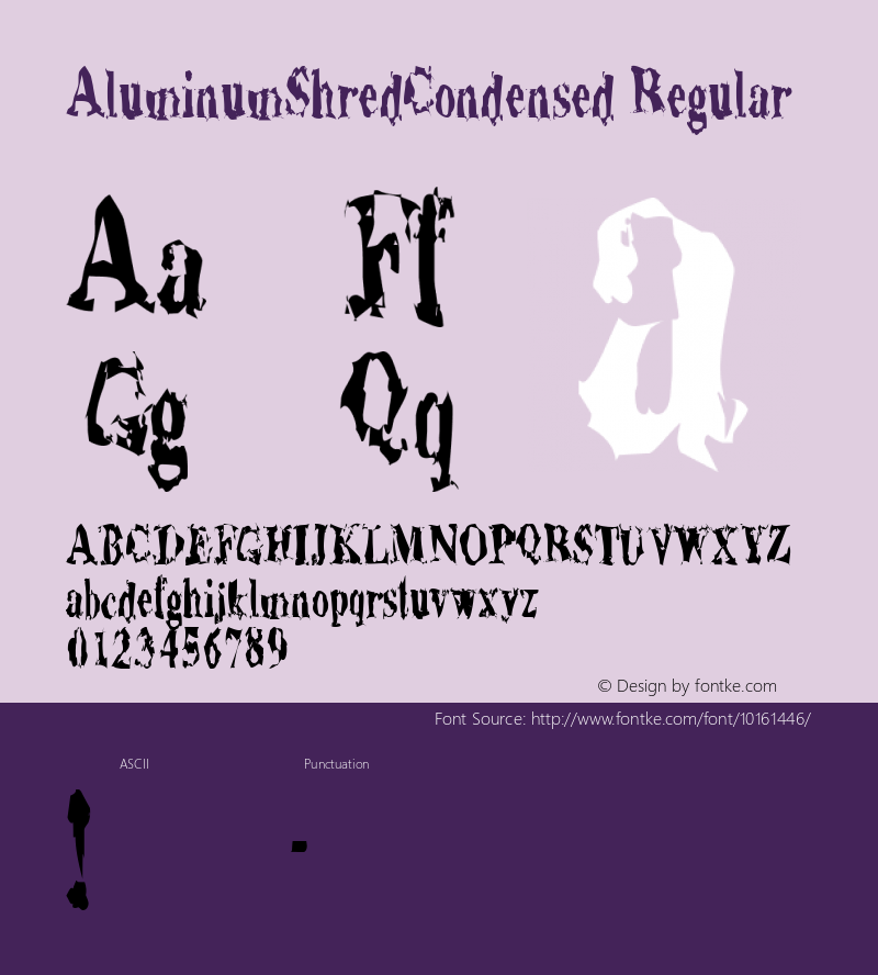 AluminumShredCondensed Regular Rev. 003.000 Font Sample