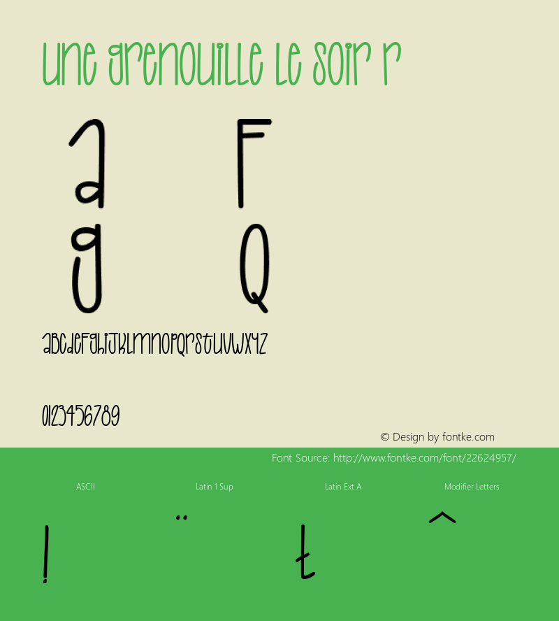 UNE GRENOUILLE LE SOIR 001.000 Font Sample