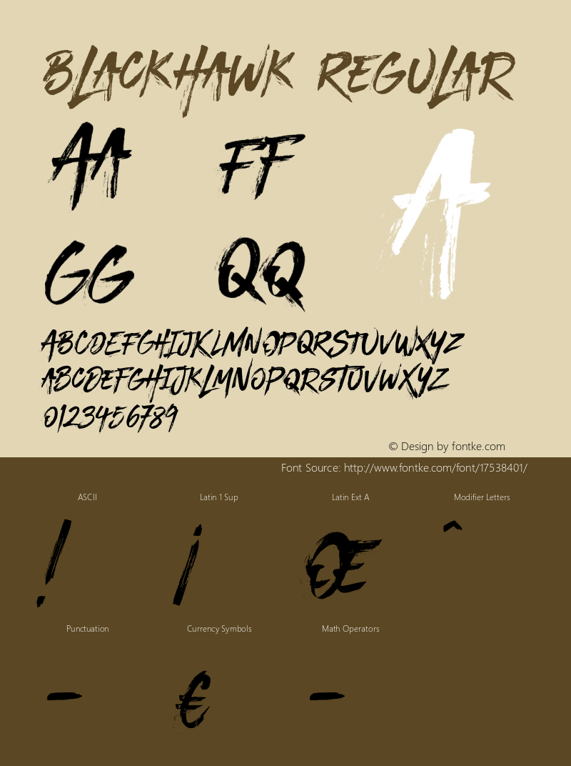 Blackhawk Regular Version 1.000 Font Sample