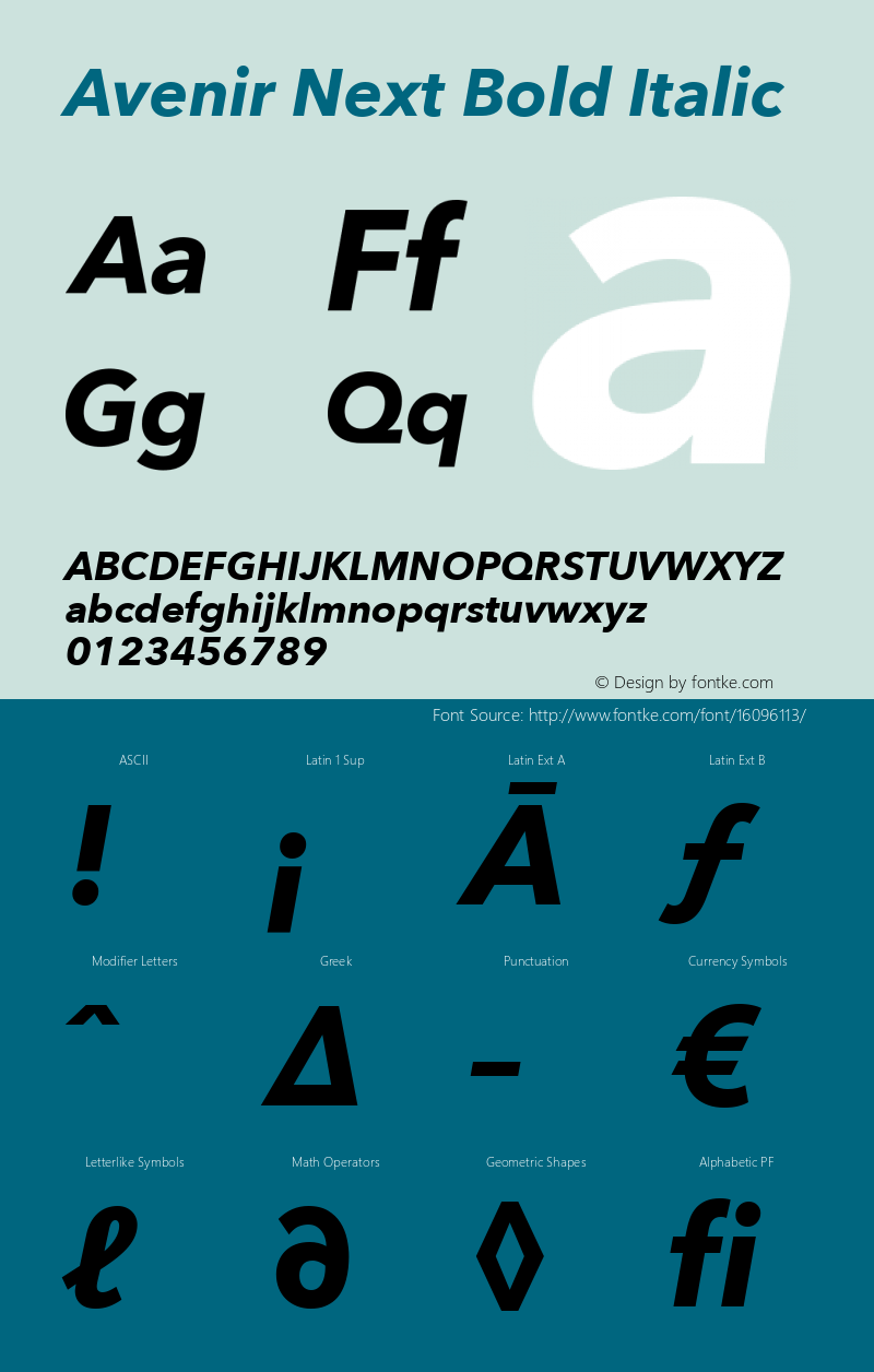 Avenir Next Bold Italic 8.0d2e1 Font Sample