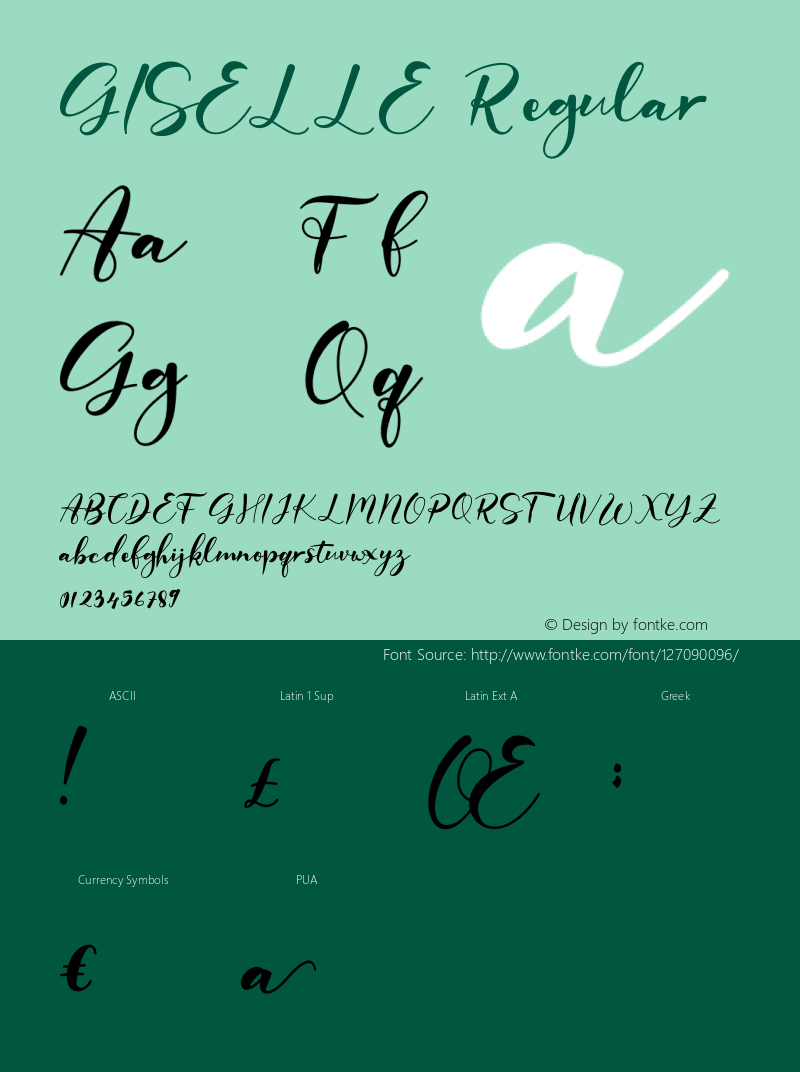 GISELLE Version 1.00;March 23, 2019;FontCreator 11.5.0.2430 64-bit Font Sample