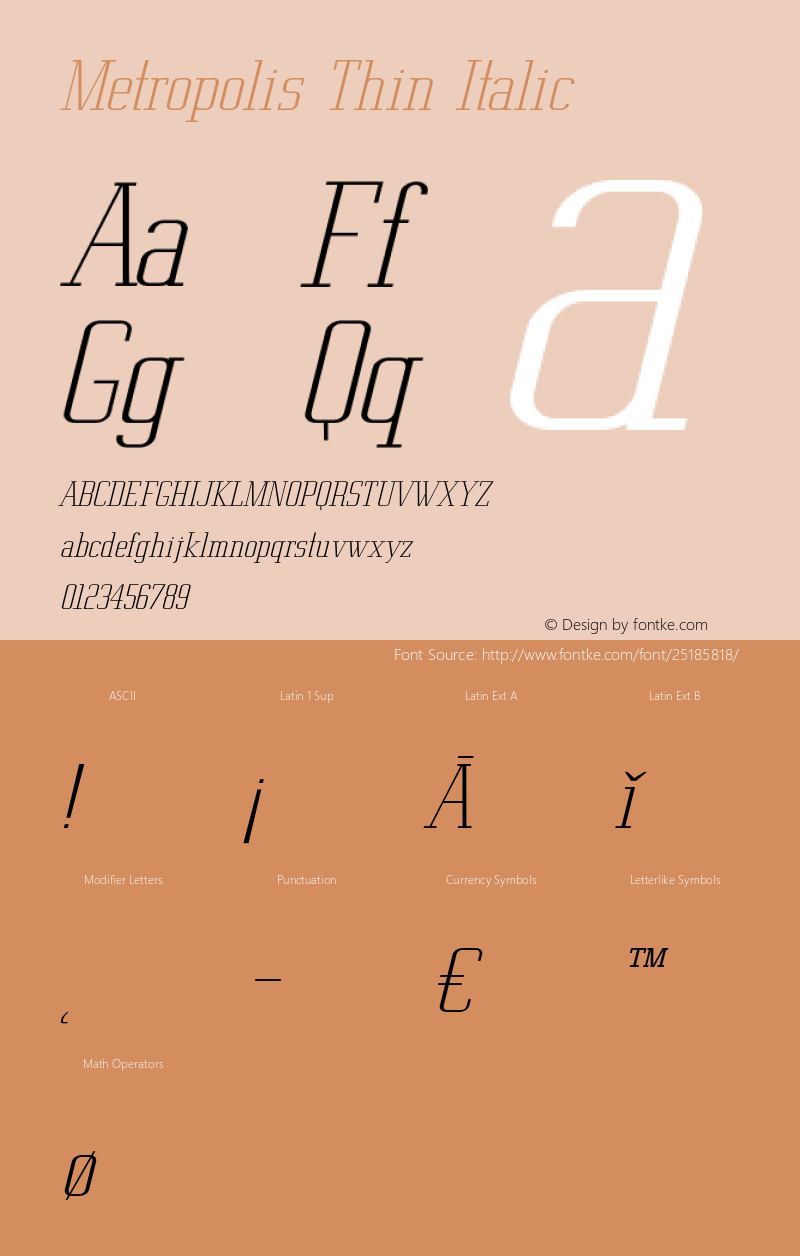 Metropolis Thin Italic Version 1.000;PS 002.000;hotconv 1.0.88;makeotf.lib2.5.64775 Font Sample