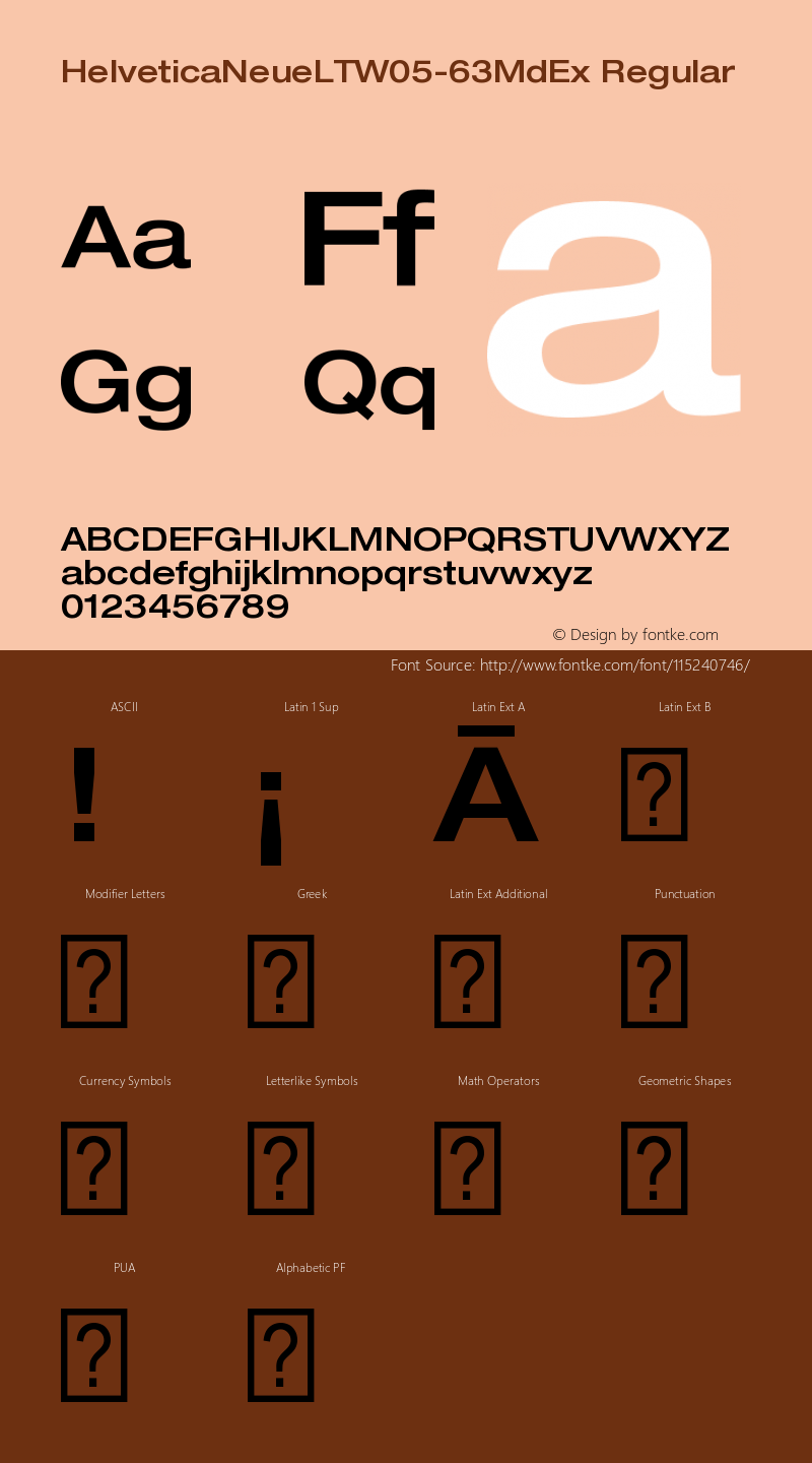 Helvetica Neue LT W05 63 Md Ex Version 2.00 Font Sample