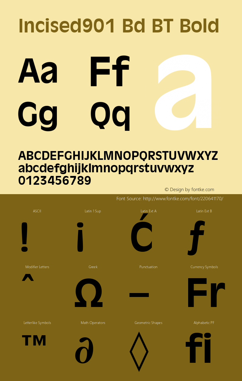 Incised901 Bd BT Bold Version 1.01 emb4-OT图片样张