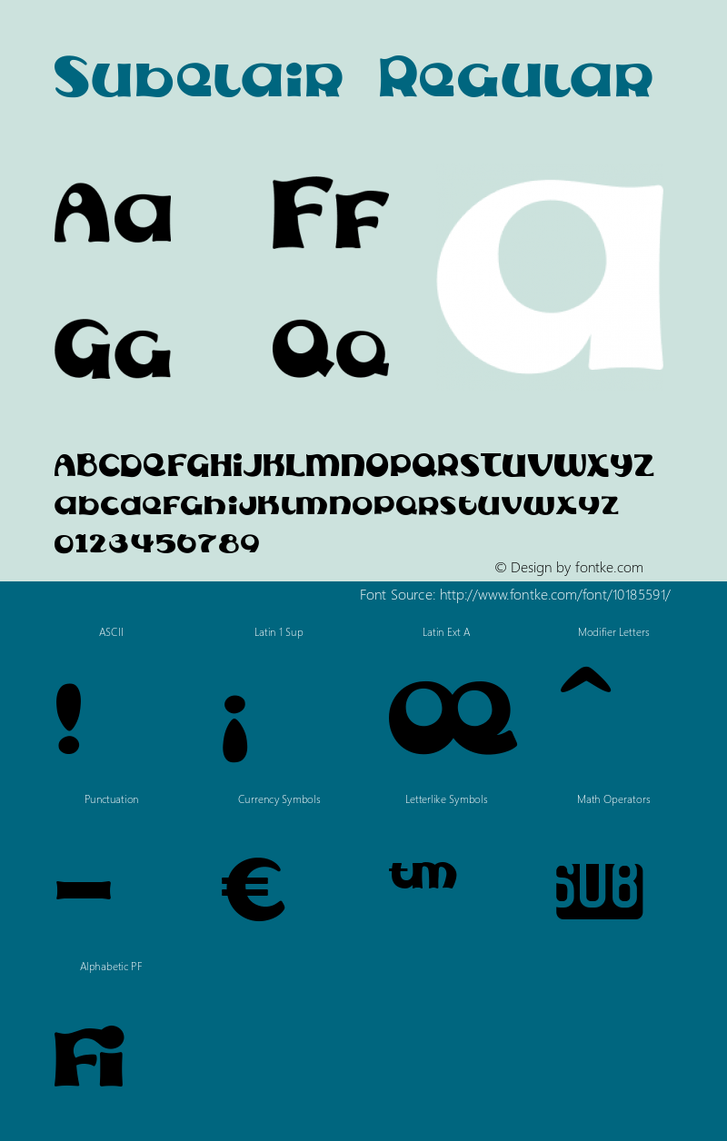 Subelair Regular Version 1.00 Font Sample