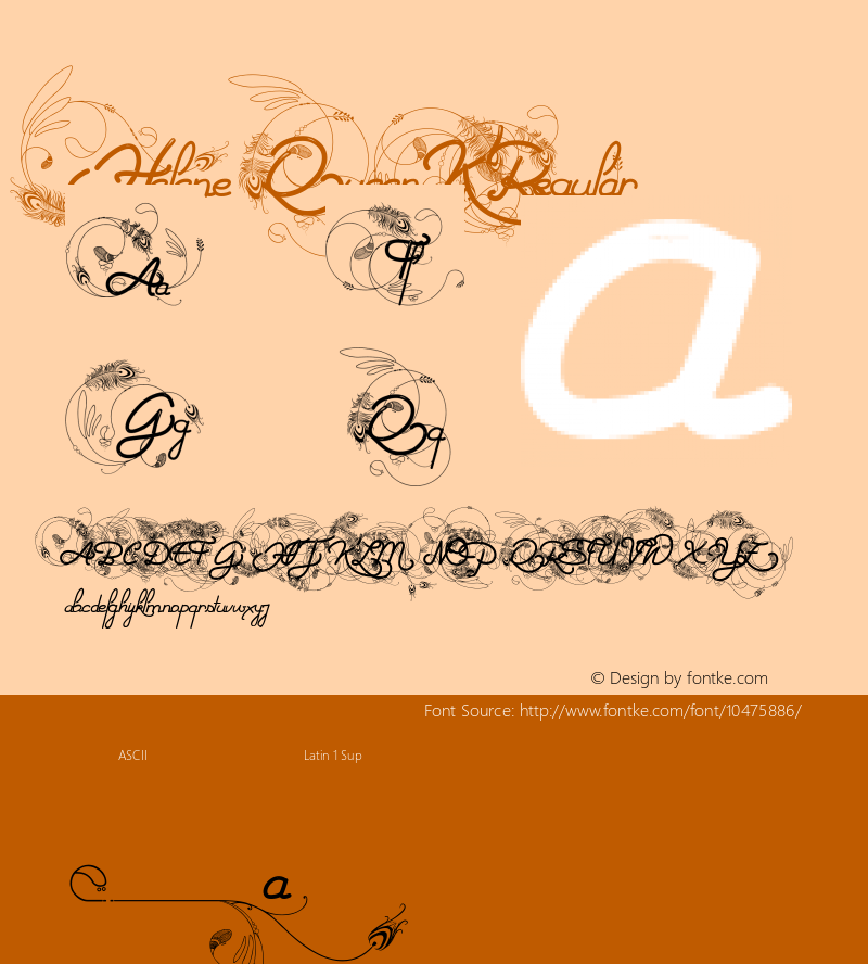 Helene  Queen.K Regular Version 1.00 March 5, 2013, initial release Font Sample