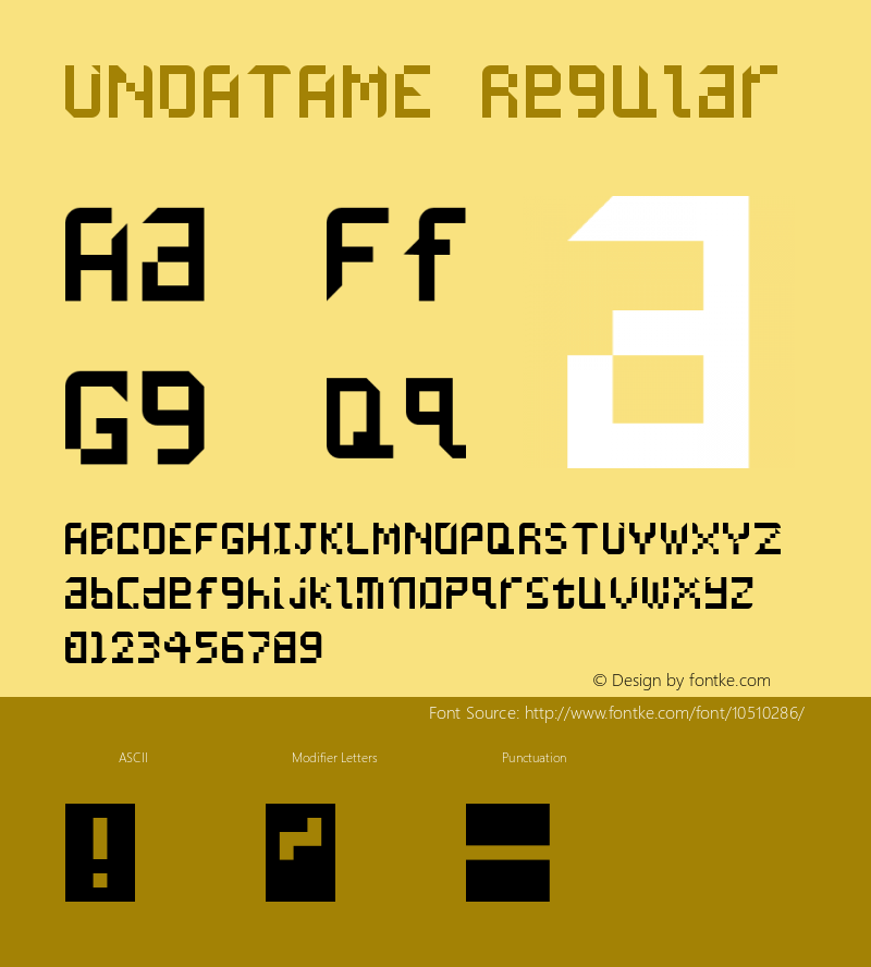 UNDATAME Regular Version 1.006 2009 Font Sample