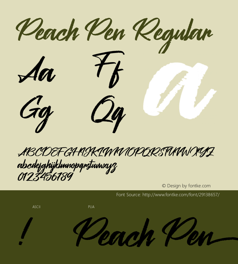 Peach Pen Version 1.000 Font Sample
