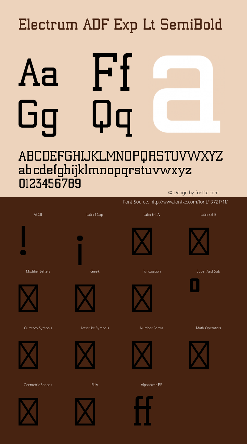 Electrum ADF Exp Lt SemiBold Version 1.005 Font Sample