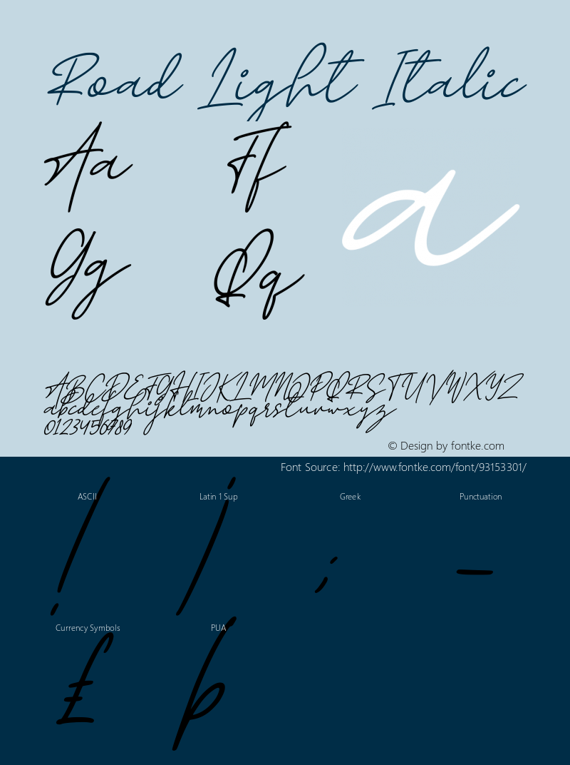 Road Light Italic Version 1.00;October 16, 2020;FontCreator 12.0.0.2563 64-bit Font Sample