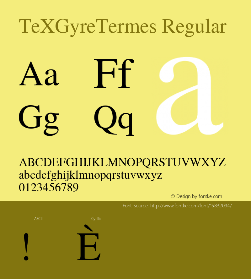 TeXGyreTermes Regular Version 1.103;PS 1.103;hotconv 1.0.49;makeotf.lib2.0.14853; ttfautohint (v1.4.1) Font Sample