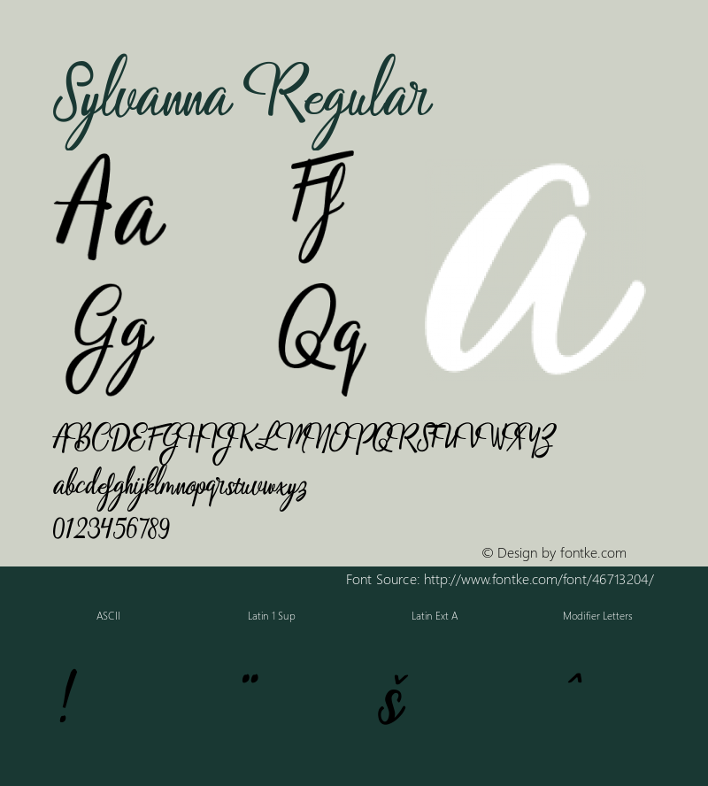 Sylvanna Version 1.000 Font Sample