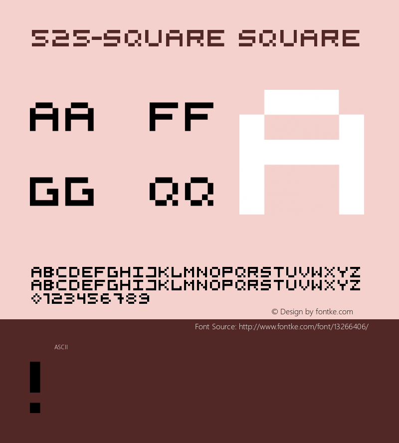 525-square square Version 001.000  Font Sample