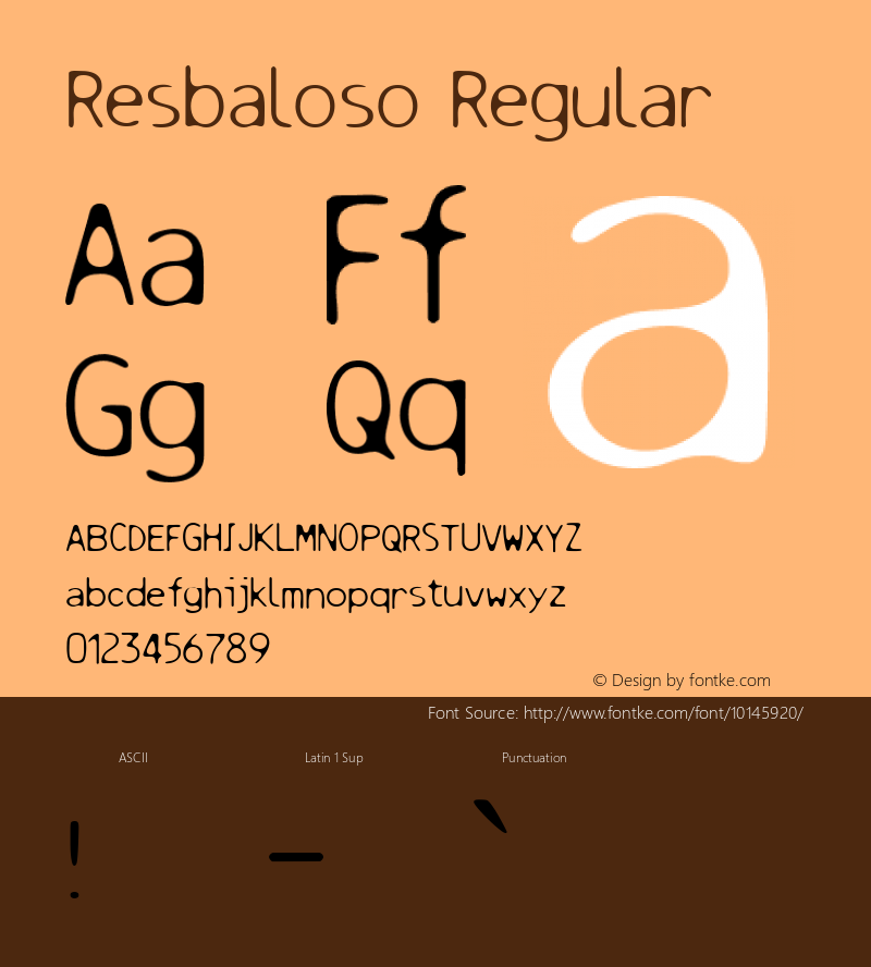 Resbaloso Regular Version 001.000 Font Sample