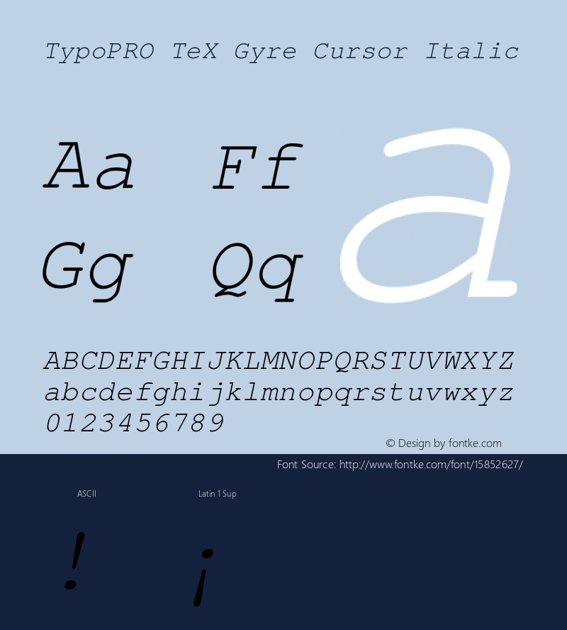 TypoPRO TeX Gyre Cursor Italic Version 2.004;PS 2.004;hotconv 1.0.49;makeotf.lib2.0.14853 Font Sample