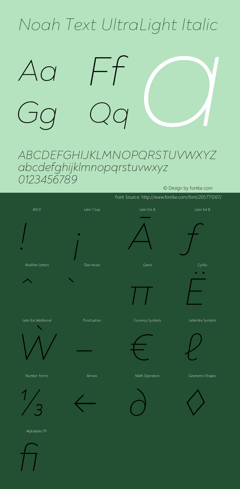 Noah Text UltraLight Italic Version 1.000图片样张