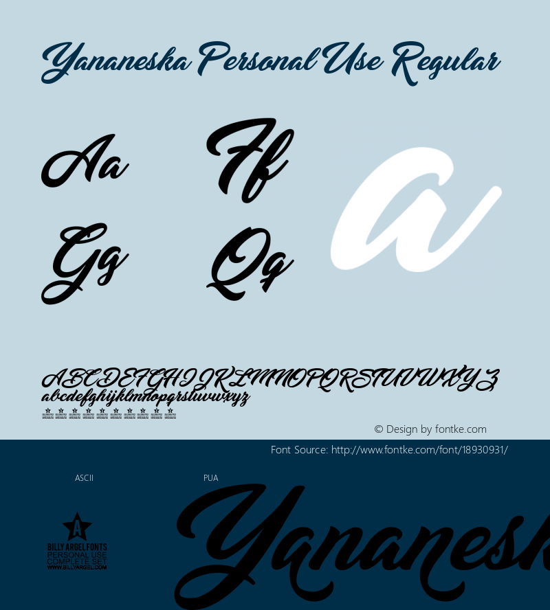 Yananeska Personal Use Regular Version 1.000 Font Sample