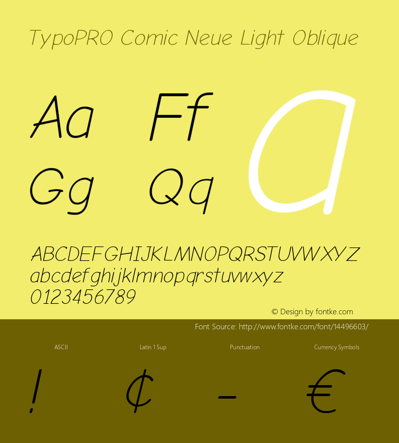 TypoPRO Comic Neue Light Oblique Version 1.000 Font Sample