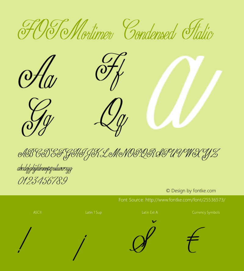 FOTMortimer-CondensedItalic Version 1.000 Font Sample