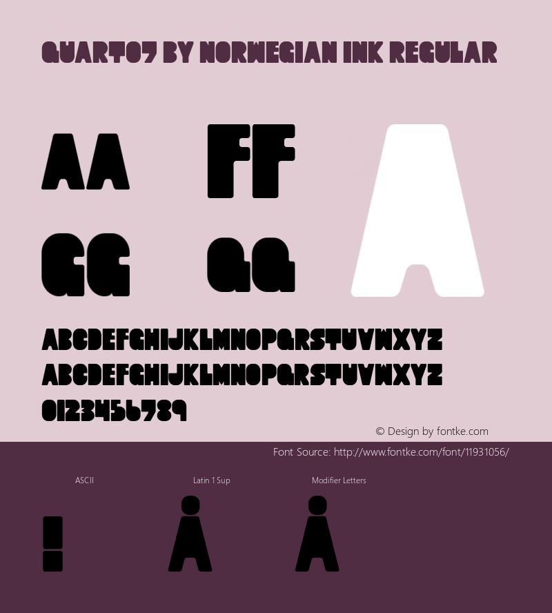 Quart07 by Norwegian Ink Regular Version 005.000 Font Sample