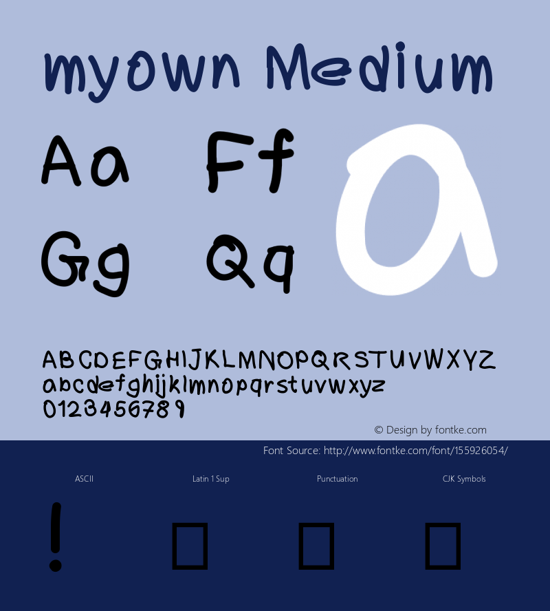 myown Version 001.000 Font Sample