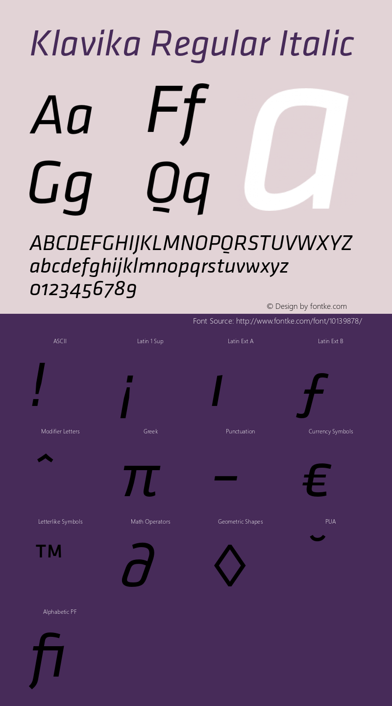 Klavika Regular Italic 001.000 Font Sample