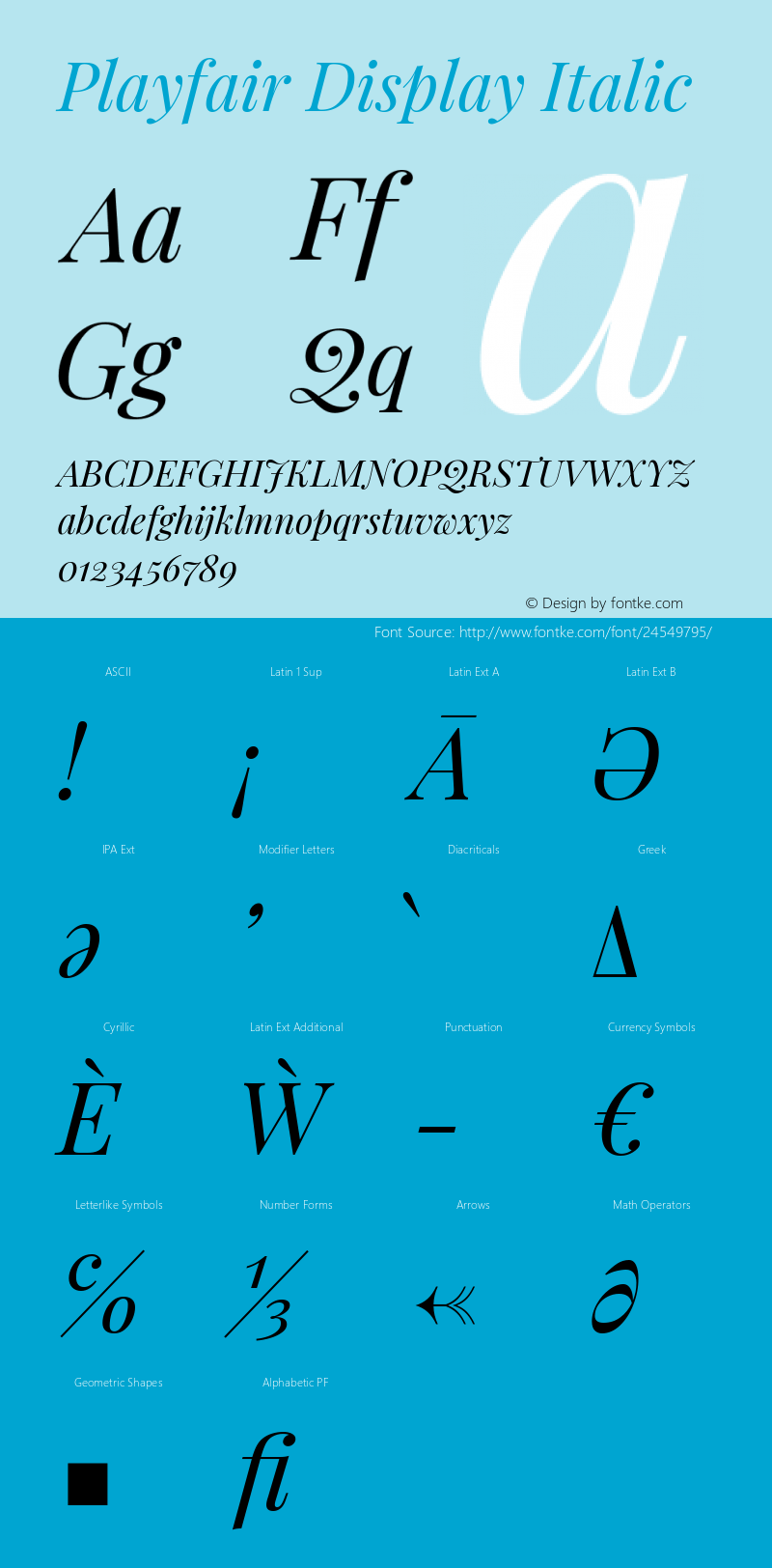 Playfair Display Italic Version 1.201; ttfautohint (v1.6) Font Sample