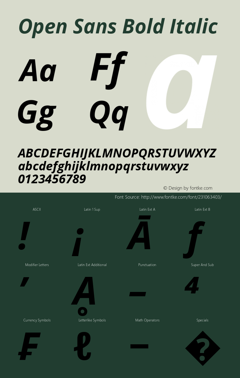 Open Sans Bold Italic Version 1.10图片样张