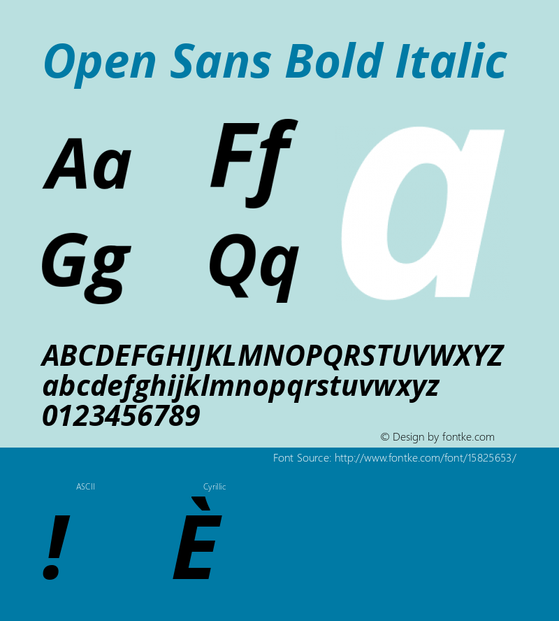 Open Sans Bold Italic Version 1.10; ttfautohint (v1.4.1) Font Sample