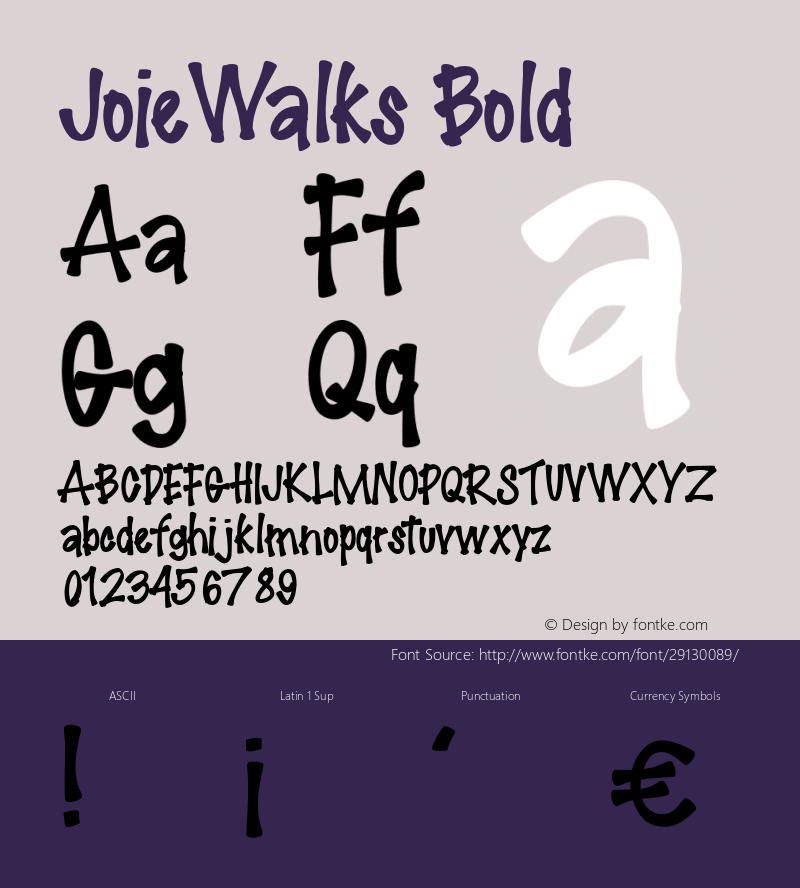 JoieWalks-Bold Version 1.000;PS 001.001;hotconv 1.0.56 Font Sample