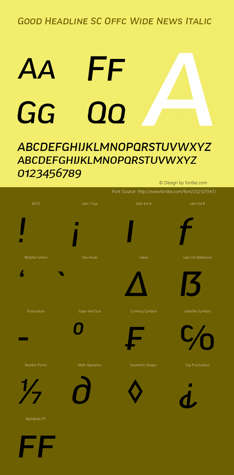 Good Head SC Offc Wide News Italic Version 7.504; 2010; Build 1022图片样张