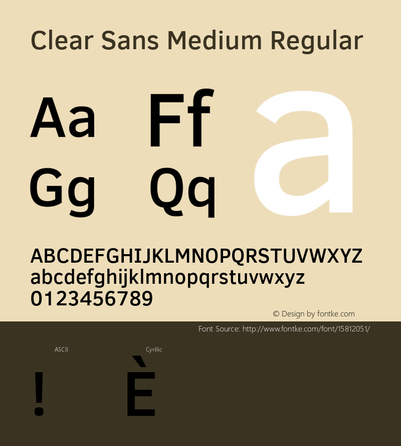 Clear Sans Medium Regular Version 1.00; ttfautohint (v1.4.1) Font Sample