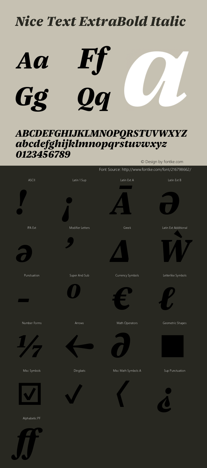 Nice Text XBold Italic Version 1.000 | web-ttf图片样张